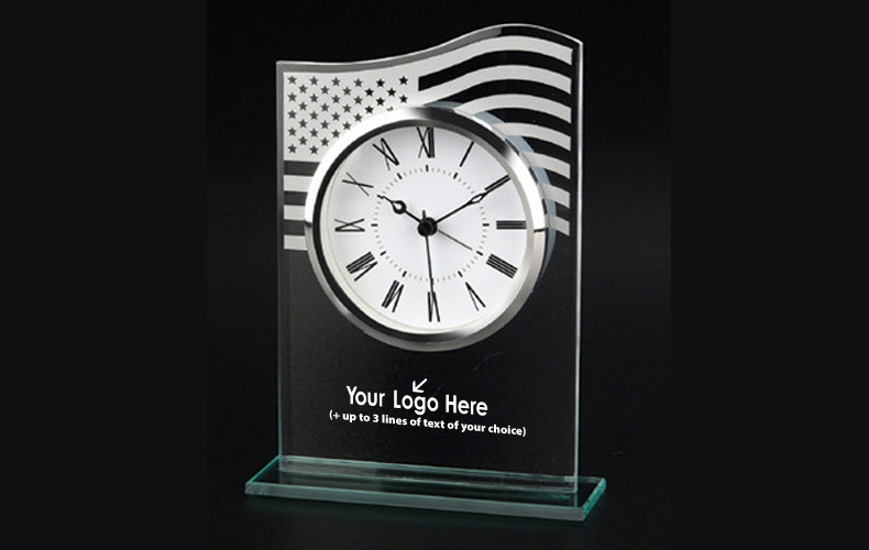 US Flag Glass Clock